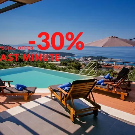 View A Luxury In Makarska, Heated Private Pool, Jacuzzi, Gym ヴィラ