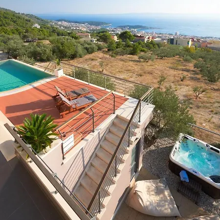 ヴィラ View A Luxury In Makarska, Heated Private Pool, Jacuzzi, Gym マカルスカ